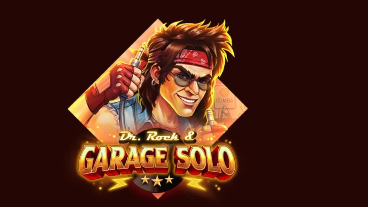 Tampilan layar utama slot Dr. Rock & Garage Solo dengan tema konser rock