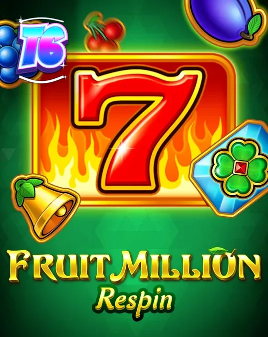 Tampilan visual slot Fruit Million Respin dengan simbol buah klasik dan latar belakang hijau cerah